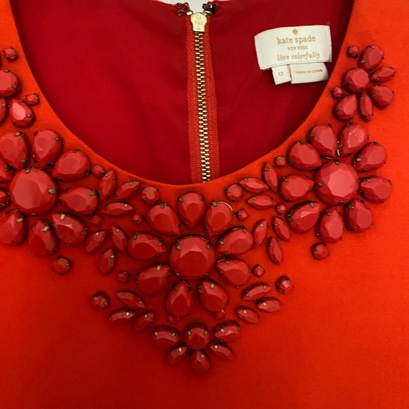 Kate Spade Embellished Red Orange Top Blouse XS 0 - Picture 2 of 5